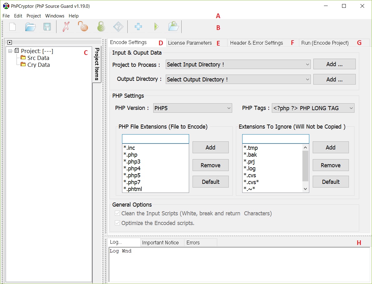 phpcryptor main interface