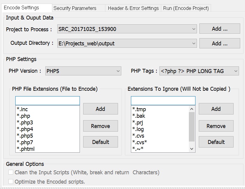 output directory