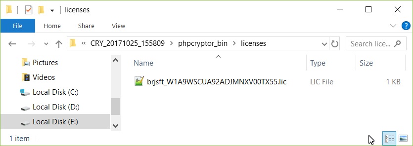phpcryptor_bin licenses