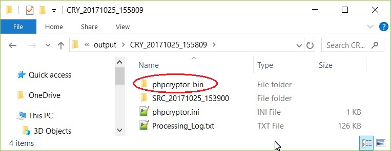 phpcryptor output